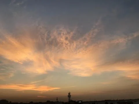 The amazing view of the saffron clouds Stock Photos