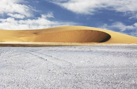 Amazing View from the salt to the dune. Namibia, Africa Stock Photos
