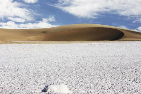 Amazing View from the salt to the dune. Namibia, Africa Stock Photos