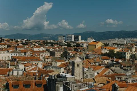 Amazing view of Split old town in a sunny day. Travel destination in Croatia. Stock Photos