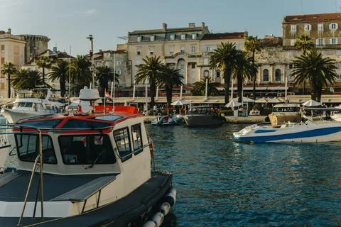 Amazing view of Split old town and Adriatic sea in a sunny day. Travel dest.. Stock Photos