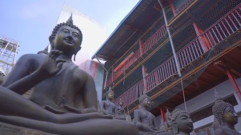 Amazing View of Statues in buddhist temple in Colombo, Sri Lanka Stock Footage 107912711
