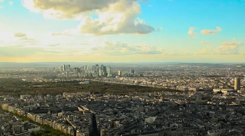 Amazing view from the top of Eiffel tower on sunset. Stock Footage 64124656