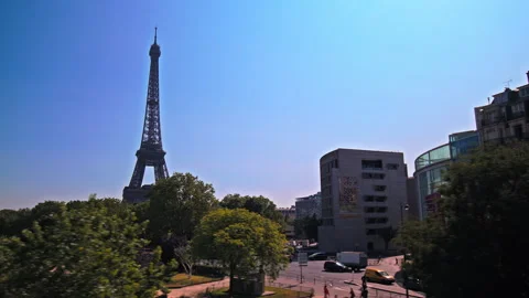 Amazing view of the Tower between buildings of Paris. Stock Footage 245456103