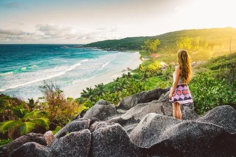 Amazing viewpoint on Seychelles Stock Photos