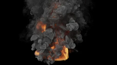 Amazing visual effects of powerful fire and heavy billowing smoke. Fiery tempest Stock Footage 274059185