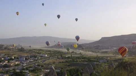 Amazing visual show, view, experience. Flight hot air balloons in Cappadocia Stock Footage 220142132
