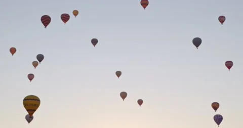Amazing visual show, view. Flight hot air balloons in Cappadocia 4K,50fps Stock Footage 227790192