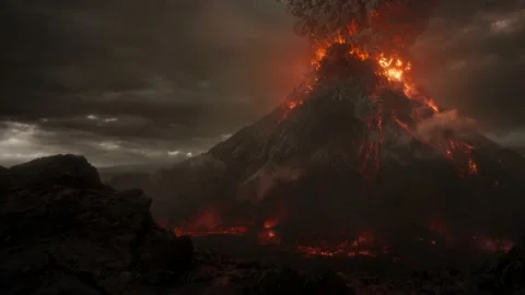 Amazing volcanic eruption, dark clouds, ... | Stock Video | Pond5