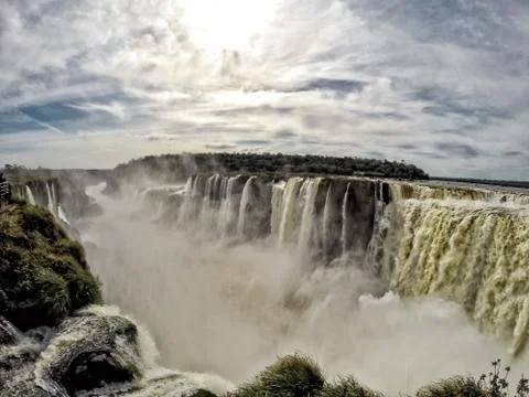 An amazing waterfall on the border Stock Photos