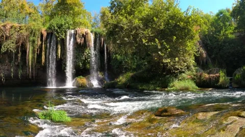Amazing waterfall in the nature Stock Footage 138424989