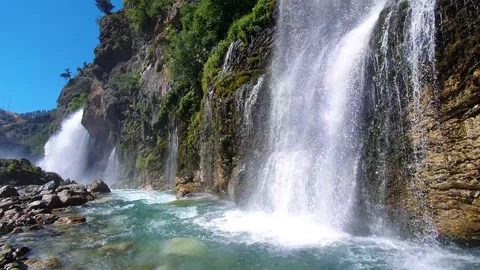 Amazing waterfall in spring time. Stock Footage 147118621