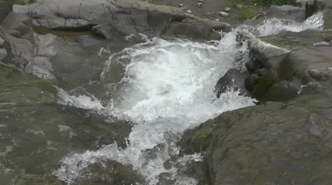 Amazing Waterfall Water Falls on Big Rocks From Mountains Nature Footage Stock Footage