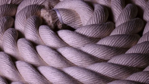 Amazing white thick cable in flat roll close up with detailed texture Stock Footage 84111934