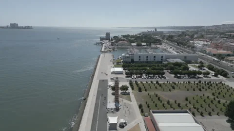 Amazing wide shot views over Lisbon harbor Stock Footage 277703036