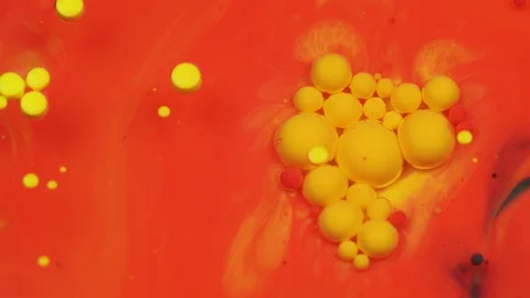 Amazing yellow and green bubbles of paint on the oil colored surface. Paint in 스톡 동영상 105191453