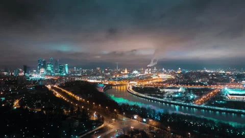 An amazingly beautiful hyperlapse of Moscow's Sparrow Hills Stock Footage 255607409