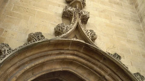 Amazingly beautiful pattern on the wall of the cathedral arch Stock Footage 115658642
