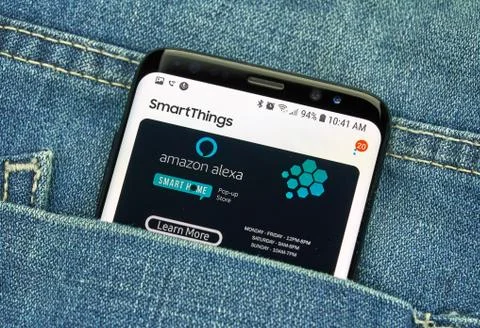 Amazon Alexa mobile app on Samsung s8. Stock Photos