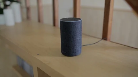 Amazon Alexa near Staircase Stock Footage 100020145