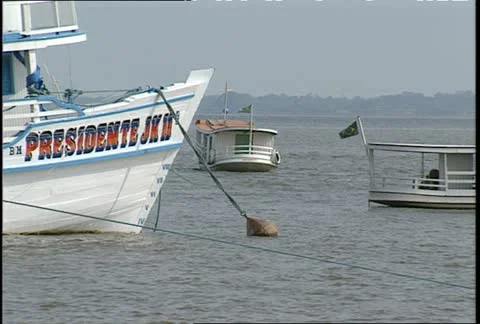 Amazon Anchored Boats Stock Footage 11499737