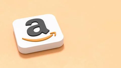 Amazon App Icon on Blue Background with Copy Space Stock Illustration