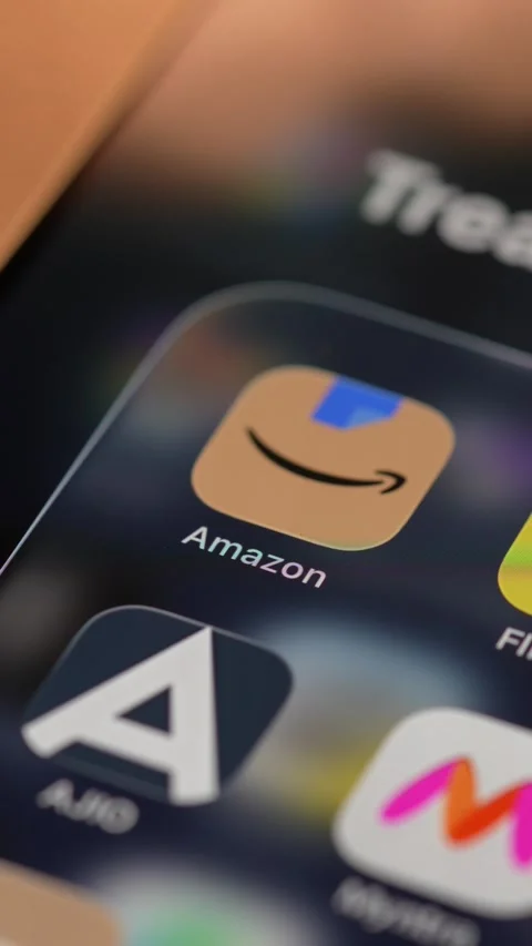 Amazon App Opening on Smartphone Screen Stock Footage 343376409