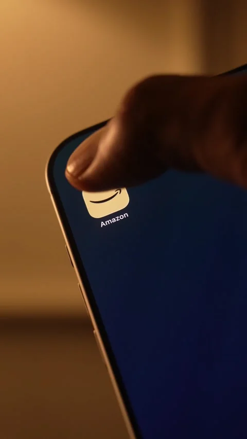 Amazon App Opening on Smartphone Screen Stock Footage 343376517