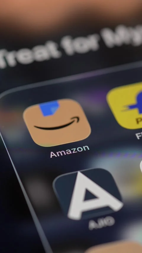 Amazon App Opening on Smartphone Screen Stock Footage 343377046