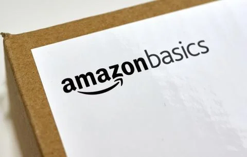 Amazon Basics shipping box Stock Photos