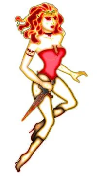 Amazon with a blade during the attack Stock Illustration