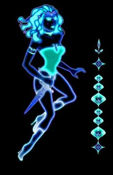 Amazon with a blade during the attack Illustrazione stock