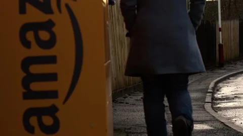 Amazon collection locker point in street Stock Footage 231241925
