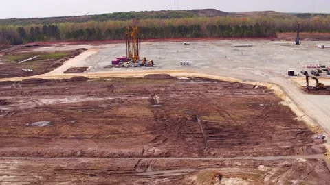 Amazon Construction, Early site Preparation at Driver Industrial Park Stock Footage 136105235
