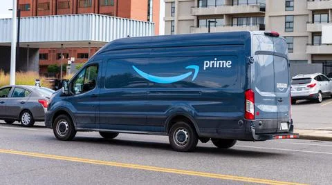 Amazon delivery van with the Amazon Prime logo in Memphis, TN Stock Photos
