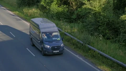 Amazon delivery van on UK countryside road location. York.UK. 6.7.2024 Stock Footage 279148775
