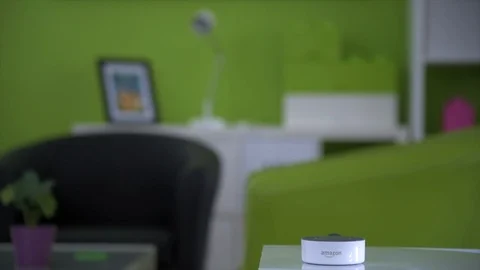 Amazon Dot Turns Lights On Stock Footage 90692421