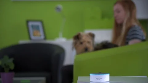 Amazon Dot Turns Lights On Stock Footage 90692461