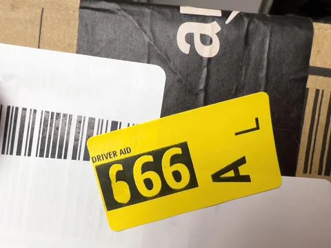 Amazon Driver Aid sticker - used for Amazon logistics parcel label driver Foto stock