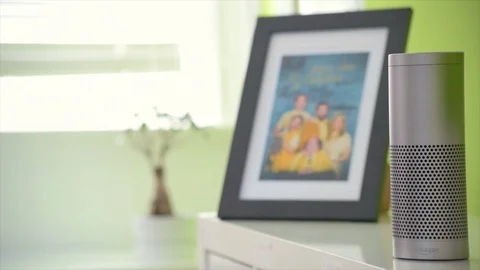Amazon Echo Activates It's Light Stock Footage 90759339