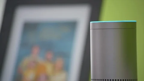 Amazon Echo Activates It's Light Stock Footage 90762573