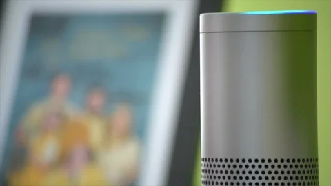 Amazon Echo Activates It's Light Stock Footage 90765754
