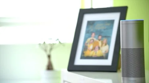 Amazon Echo Activates It's Light Stock Footage 90767232