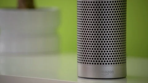Amazon Echo Activates It's Light Stock Footage 90886569