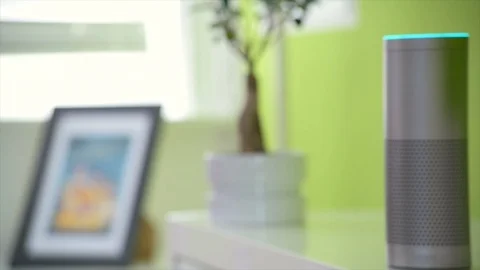 Amazon Echo Activates It's Light Stock Footage 90888083