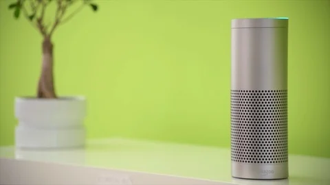 Amazon Echo Activates It's Light Stock Footage 90888554