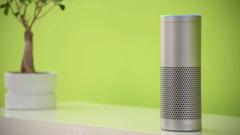 Amazon Echo Activates It's Light Stock Footage 90888741