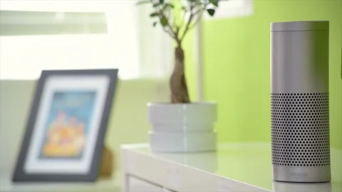 Amazon Echo Activates It's Light Stock Footage 90889646