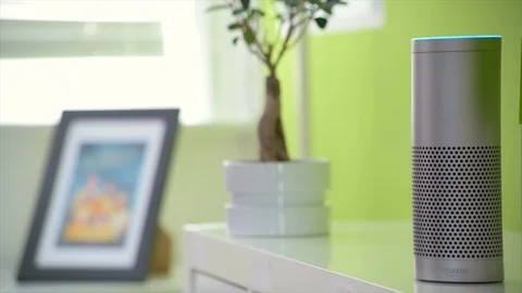 Amazon Echo Activates It's Light Stock Footage 90890649
