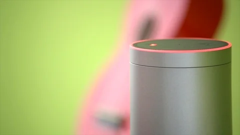 Amazon Echo Activates It's Light Stock Footage 90891409